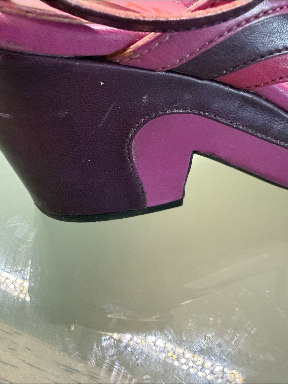 Prada Fuchsia and Deep Purple Two-Tone Platform Sandals - Picture 10 of 14